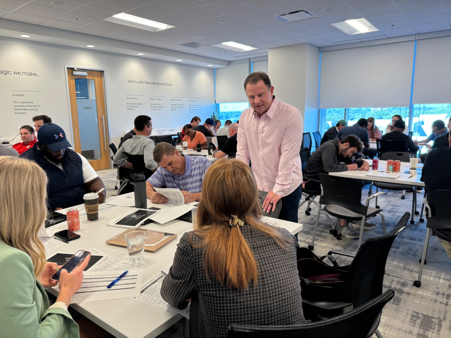 Sales training session in action